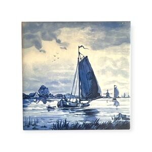VTG Sphinx MAASTRICHT Delft Tile Blue and White Painting of Netherlands scenery